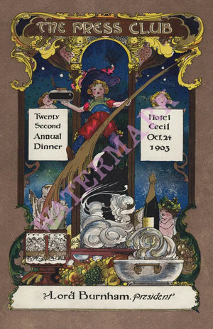 The Press Club Annual Dinner, London, 1903 | Vintage Menu Art - cover