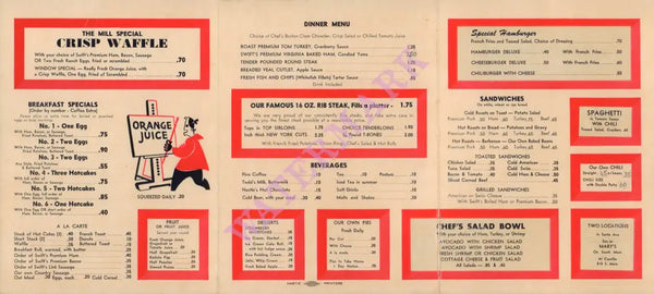 The Sandwich Mill, Laguna Beach 1950s Menu