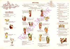 The Traders, Palmer House Hotel Chicago, 1960s Tiki Drinks Menu