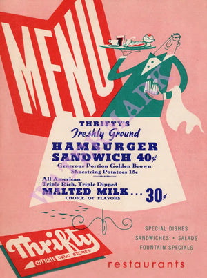 Thrifty's, Santa Monica 1956 Menu Art