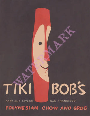 Tiki Bob's, San Francisco 1960s Tiki Menu Art