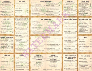 Tonga Room, San Francisco 1950s Menu