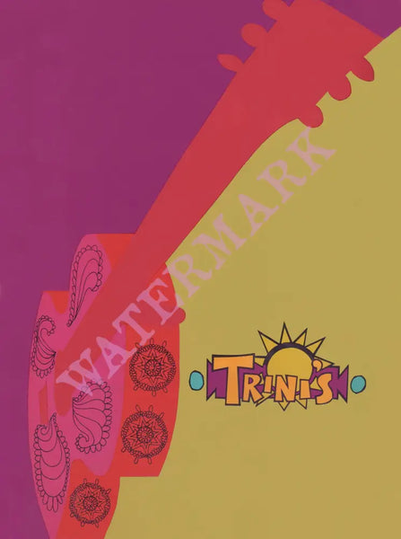 Trini's, California 1960s Trini Lopez restaurant menu art