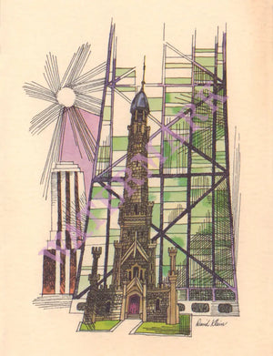 TWA Chicago David Klein In-Flight Menu Art 1970s