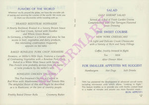 TWA HAWAII IN-FLIGHT MENU 1960S