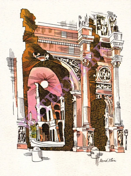 TWA Rome, David Klein In-Flight Menu Art 1970s