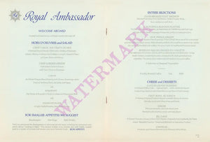TWA Royal Ambassador First Class, 1960s menu