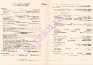 Versailles, New York 1945 Menu Art | Vintage Menu Art - Dinner menu