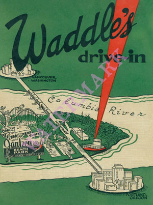 Waddle's Drive-In, Portland, Oregon, 1949 Menu Art