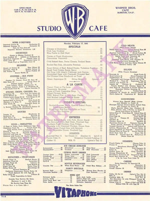 Warner Bros. Studio Canteen Hollywood 1941