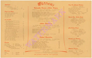 WARREN;S OF KITTERY MAINE 1950S MENU INTERIOR