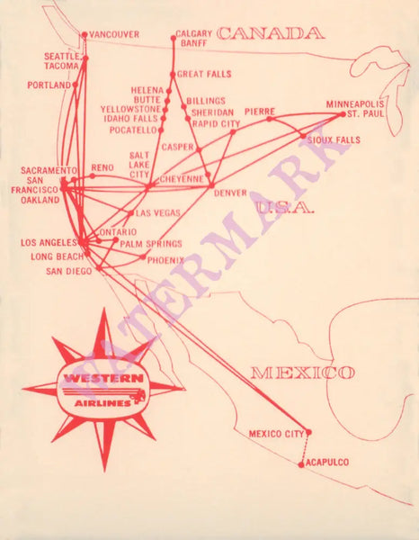 Western Airlines 1950s Posters Prints & Visual Artwork