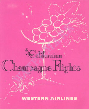 Western Airlines, Champagne Flight 1950s in-flight menu art