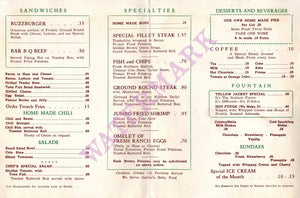 Yellow Jacket, La Cañada Flintridge 1950s Menu