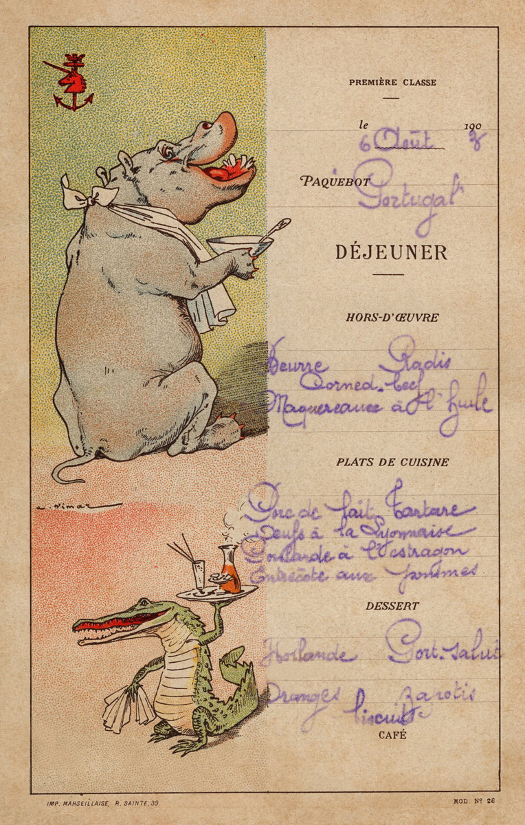 Le Paquebot Oxus (Lion) 1906 Auguste Vimar Menu Art – Vintage Menu Art