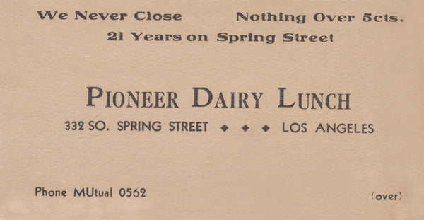 Pioneer Dairy Lunch, Los Angeles 1935
