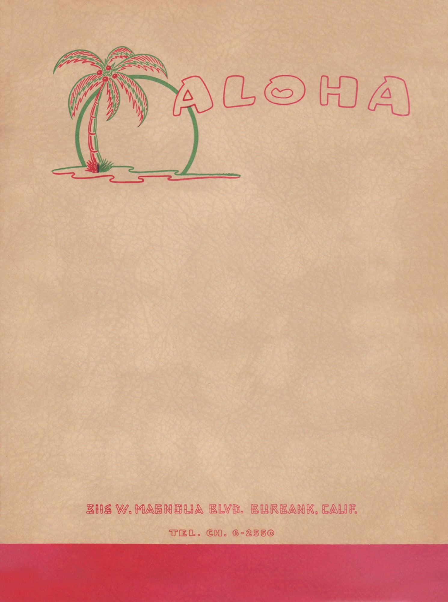 Aloha, Burbank 1960s Menu Art