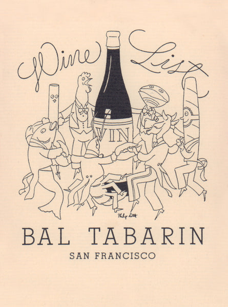 Bal Tabarin, San Francisco, Wine List 1930s