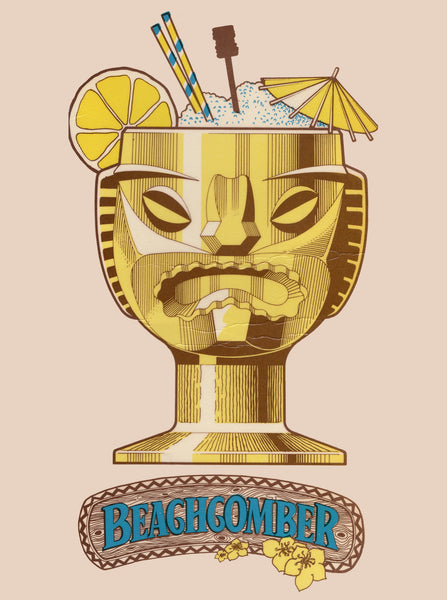 The Beachcomber, London 1980s Tiki Menu art