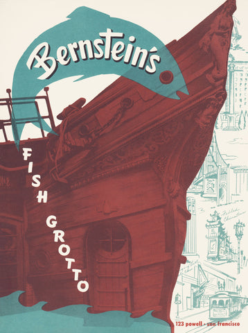 Bernstein's, San Francisco 1950 Menu Art