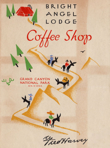 Fred Harvey Bright Angel Lodge, Grand Canyon Arizona 1939 Menu Art