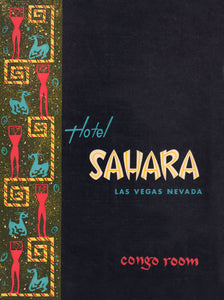 Hotel Sahara, Congo Room Wine List, Las Vegas 1957 Menu Art