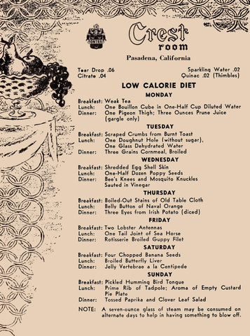 Crest Room Low Calorie Diet, Pasadena 1930s Post Card