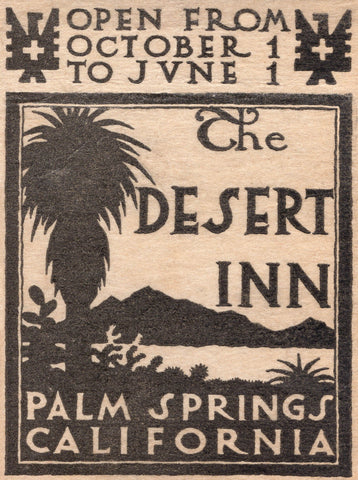 Desert Inn, Palm Springs 1920s/1930s Matchbook Cover