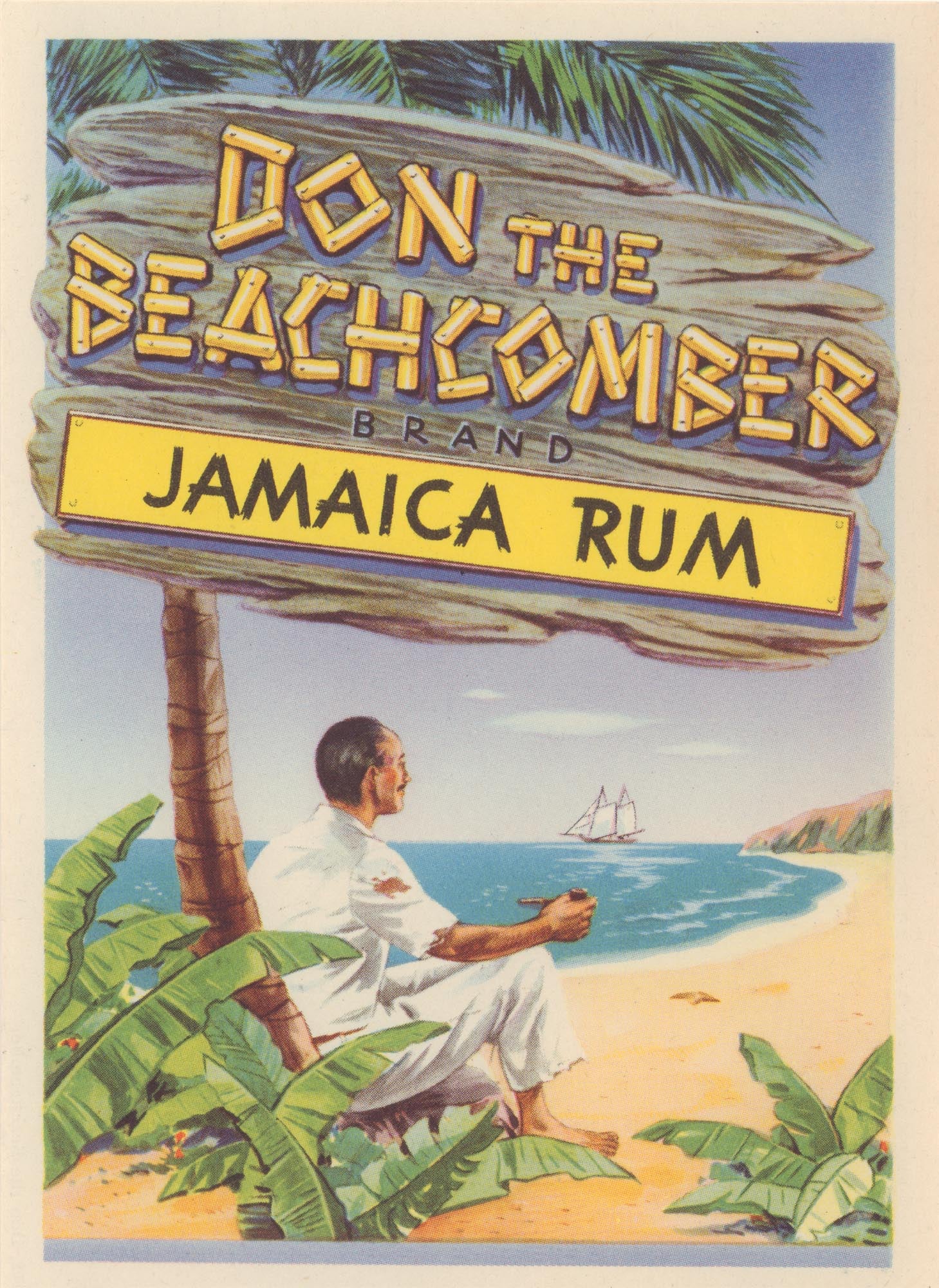 Don The Beachcomber. Jamaica Rum Label 1940s – Vintage Menu Art