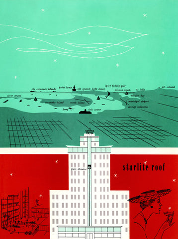 Starlite Roof, Hotel El Cortez, San Diego 1950s Menu Design