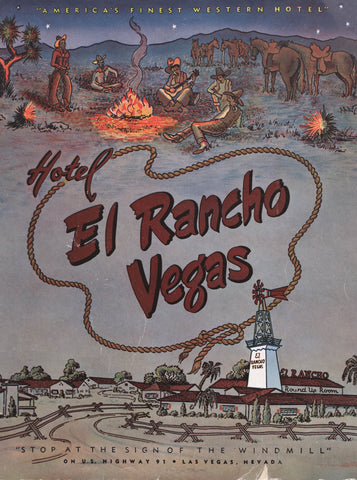 El Rancho, Las Vegas, 1952 Cowboys menu art