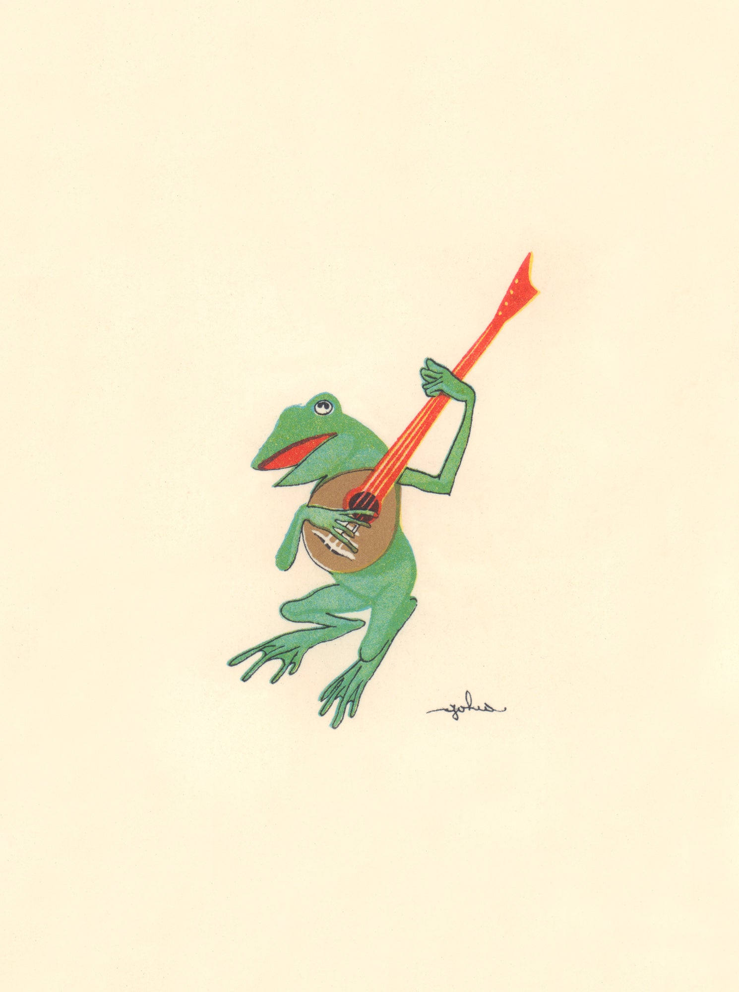 SS Roma 1937, Frog with Lute Menu Art