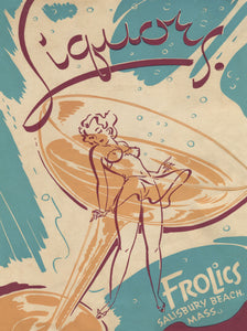 Frolics, Salisbury, MA. 1950s Menu Design
