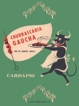 Churrascaria Gaúcha, Rio de Janeiro, 1959 Menu Art
