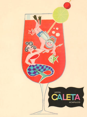 Hotel Caleta, Acapulco 1950s Menu Art