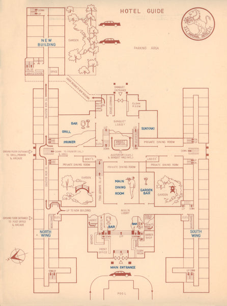 Imperial Hotel, Tokyo 1956 Map