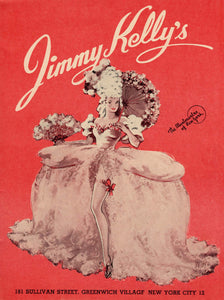 Jimmy Kelly's Nightclub, New York 1951 Menu Art