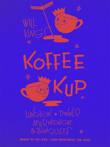 Will King's Koffee Kup, San Francisco 1940s Menu Art