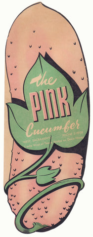 The Pink Cucumber, West Sacramento 1940s menu art