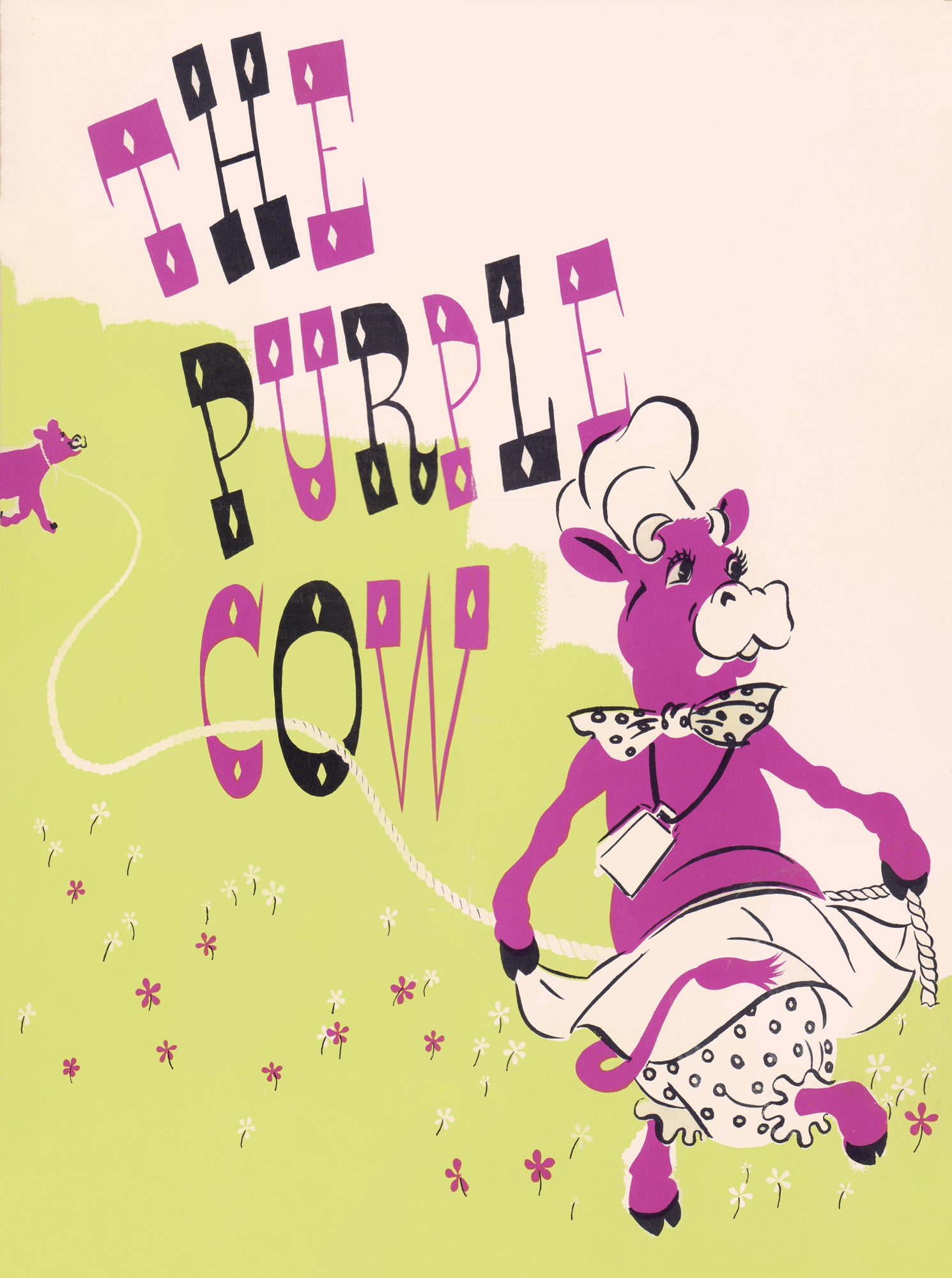The Purple Cow, USA 1950s Menu Art
