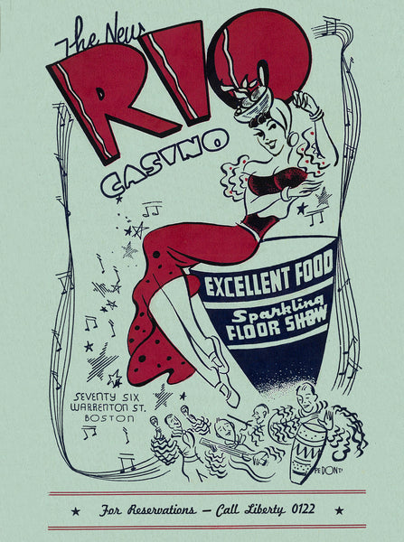 New Rio Casino, Boston 1940s Menu Art