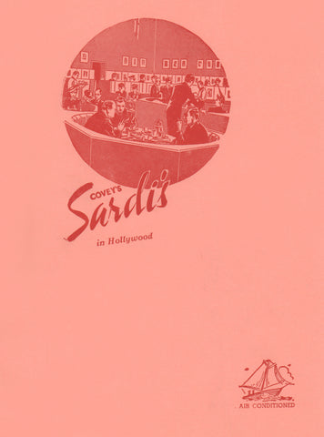 Covey's Sardi's, Hollywood 1941 menu art