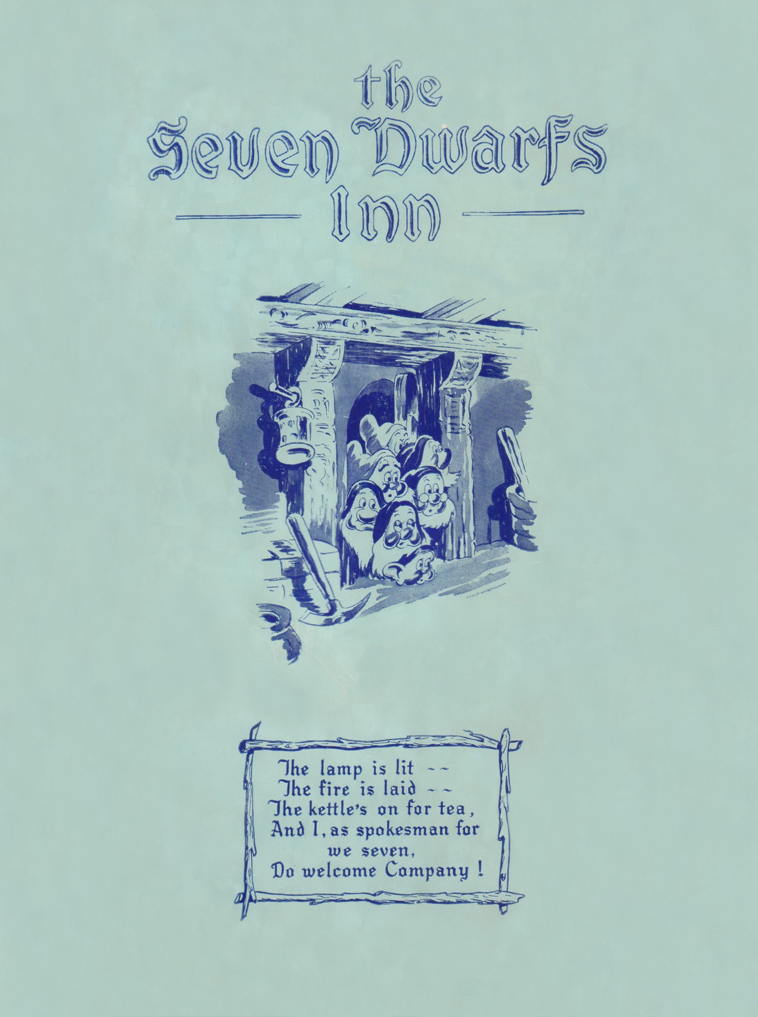 Seven Dwarfs Inn, Unknown 1956 Menu Art