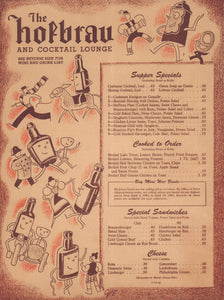 The Hofbrau and Cocktail Lounge, San Francisco 1945 Menu Art