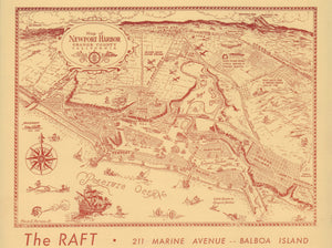 The Raft, Balboa Island 1950s Menu Art