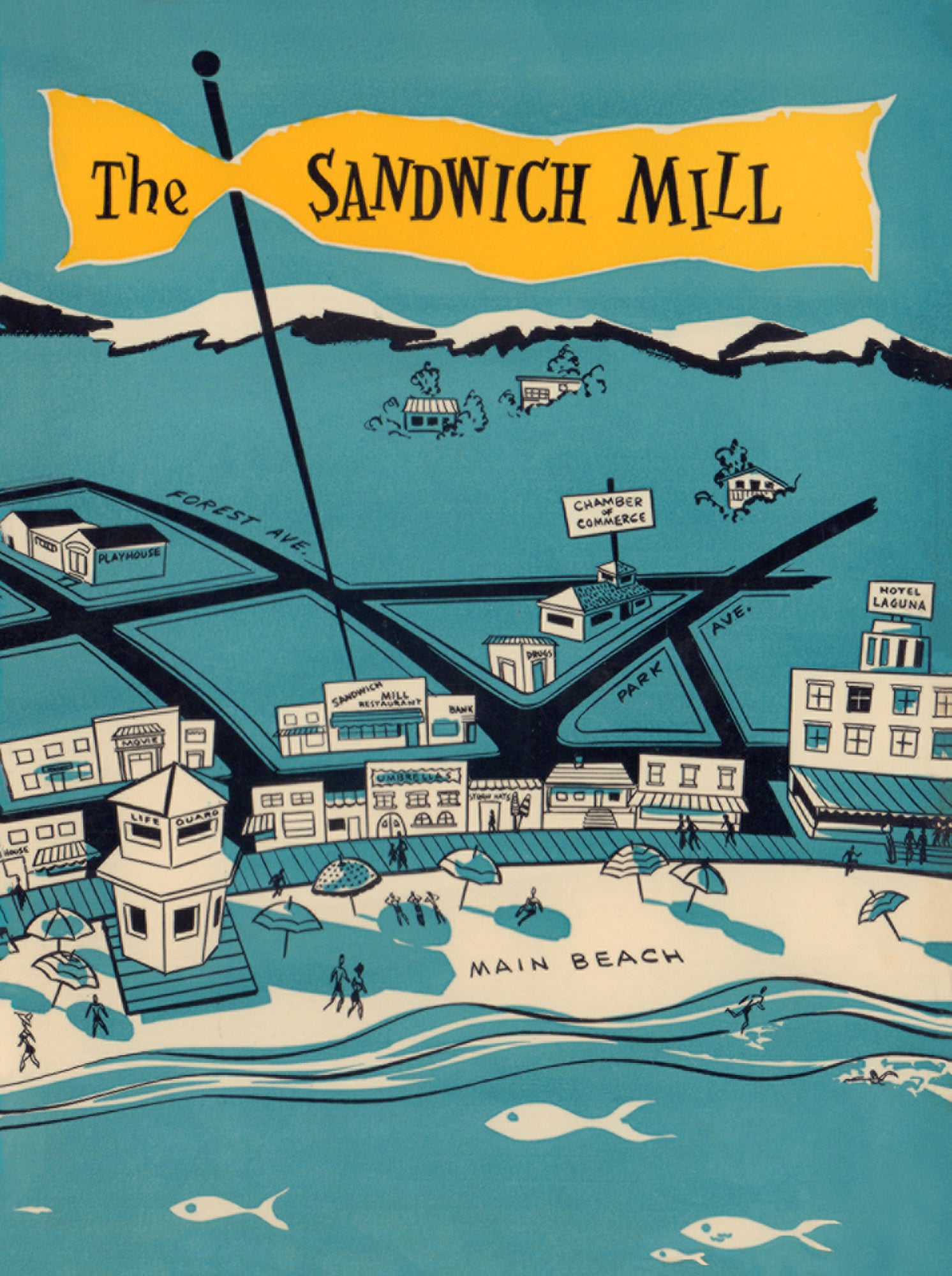 The Sandwich Mill, Laguna Beach 1950s Menu Art
