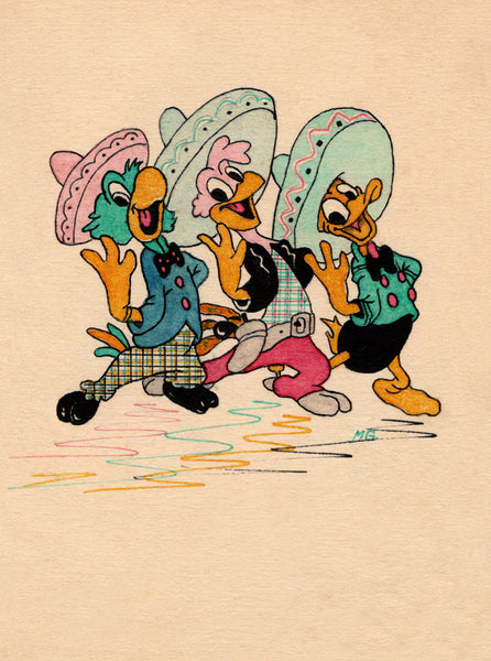 The Three Caballeros, French Christmas Menu 1949 Menu Art