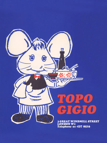 Topo Gigio, London 1970s Menu Art Rear Cover