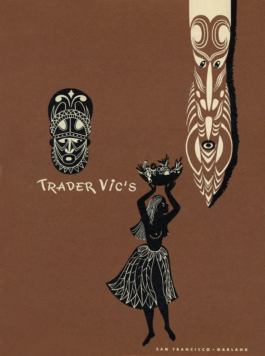 Trader Vic's Oakland Tiki Girl, 1960s – Vintage Menu Art