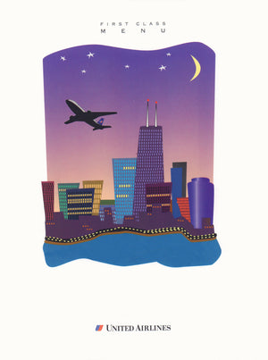 United Airlines, Taste of Chicago 1990s In-flight Menu Art